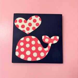 Polka Dot Whale & Heart Wall Art - Pink and White